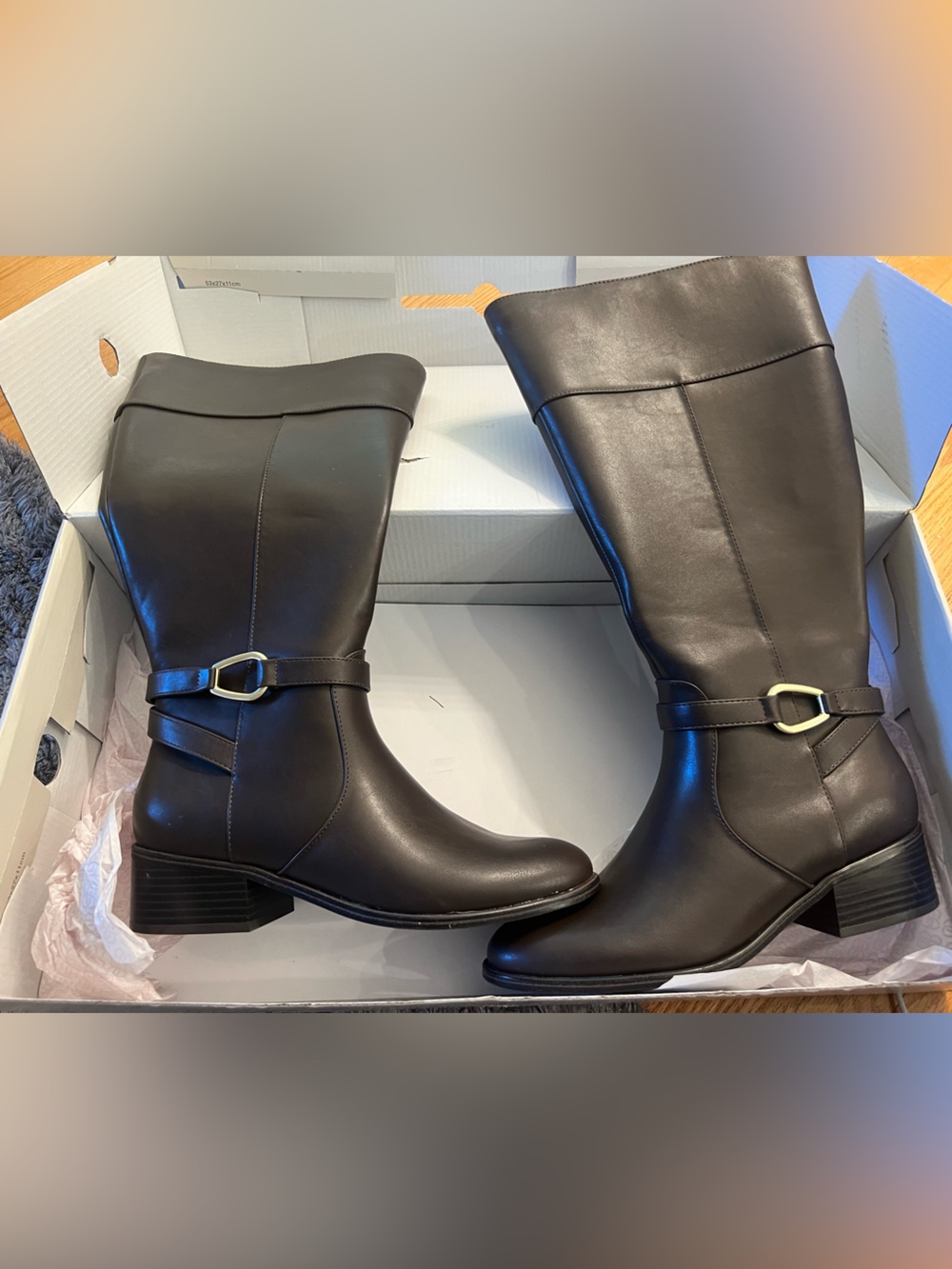 Bandolino Black Mid-Calf Heeled Riding Boots with Buckle